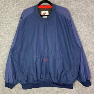 Vintage Nike check Navy Pullover Jacket Windbreaker Mens Size XXL VTG Zip Pocket